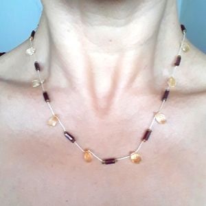 RED GARNET AND YELLOW TOPAZ NECKLACE